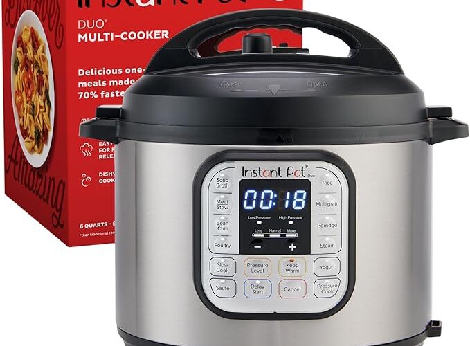Instant Pot Duo 7-in-1 Electric Pressure Cooker, Slow Cooker, Rice Cooker, Steamer, Sauté, Yogurt Maker, Warmer & Sterilizer, Includes App With Over 800 Recipes, Stainless Steel, 6 Quart